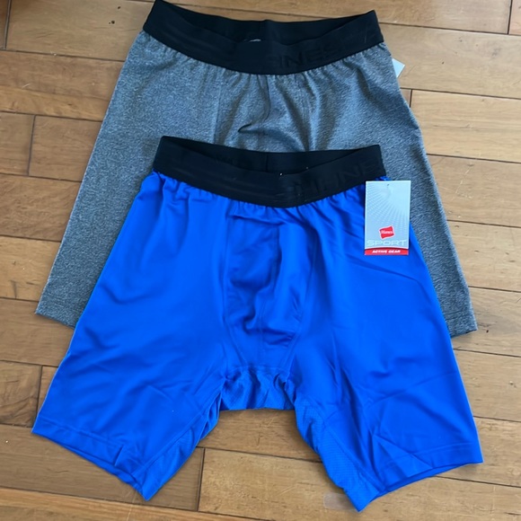 Hanes Other - NWT M, XL Hanes Sport 2-Pack Athletic Compression Shorts Performance Blue & Grey